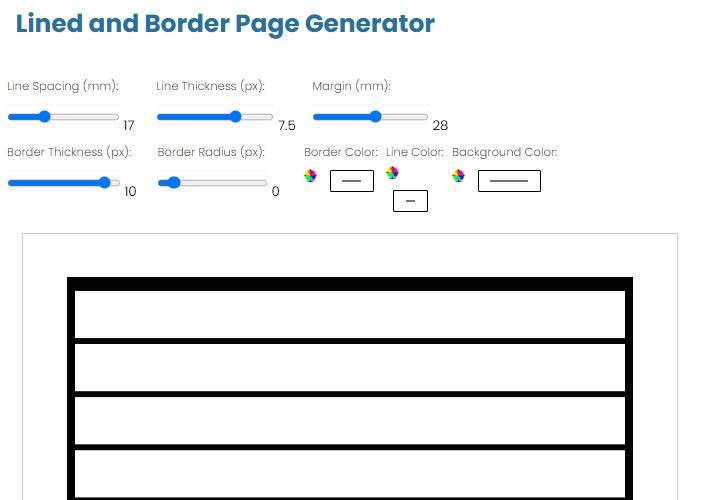 create lined and border page generator